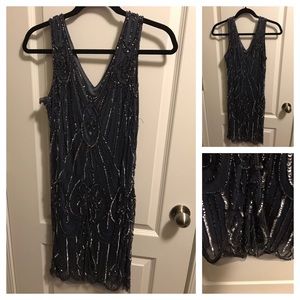 Navy Blue Beaded Dress
